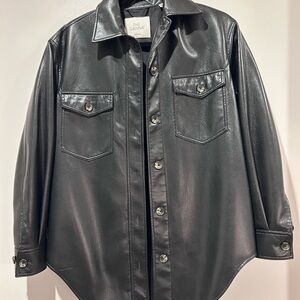 Aritzia Ganna Faux Leather Shirt Jacket – Like New | Soft, Luxe Feel 🤎